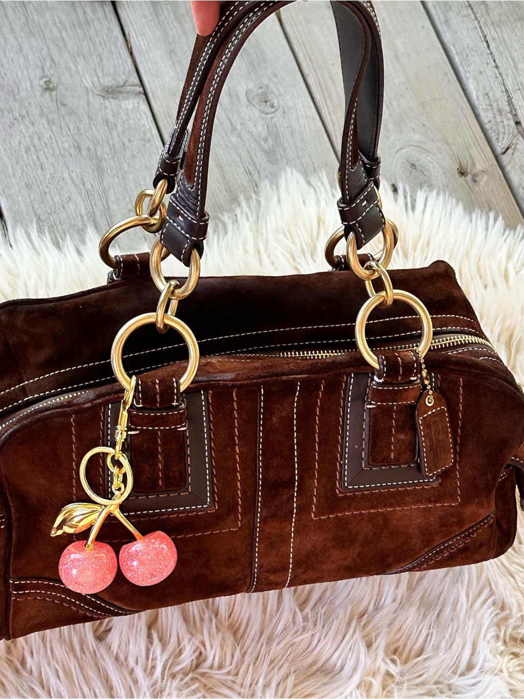 Coach Small 10061 Vintage Mia Soho Y2k Brown Suede Shoulder Bag